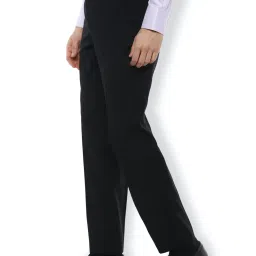 Van Heusen Black Regular Fit Self Pattern Flat Front Trousers image 3