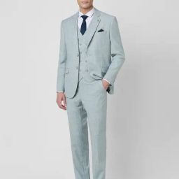 Van Heusen Blue Slim Fit Texture Three Piece Suit-image-63