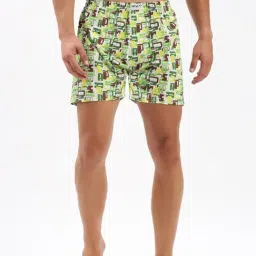 SHOWOFF Green Slim Fit Printed Cotton Boxers-image-97