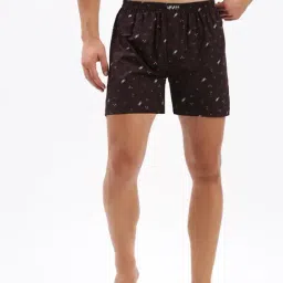 SHOWOFF Wine Slim Fit Printed Cotton Boxers-image-82