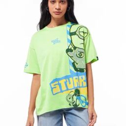 Bewakoof Green Printed T-shirt-image-18