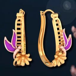 P.C. Chandra Jewellers 22KT Yellow Gold Exquisite Earrings Featuring Butterfly Siting on A-image-63