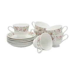 Clay Craft Multicolor Fine Ceramic Cup & Saucer Set of 12- 210 ml image 2