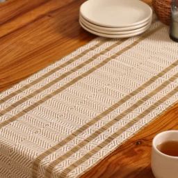 Peepul Tree Off White Natural Plant Fibre Threads Woven Table Runner-image-73