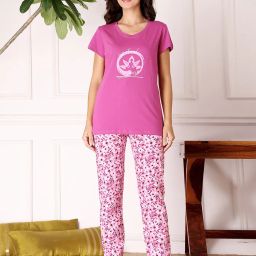 Bodycare Pink Women Cotton Printed T-Shirt and Pyjama-picture-10