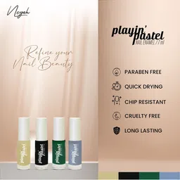Neyah Set Of 4 Playin Pastel Nail Polish - 7ml Each -Matte Plyin-Noir-Forest Green-Thistle image 5