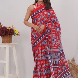 Shivanya Handicrafts Floral Pure Cotton Block Print Saree-image-75