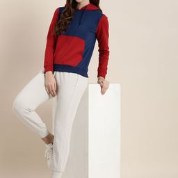 HERE&NOW Colourblocked Full Sleeves Hooded Sweatshirt-picture-29