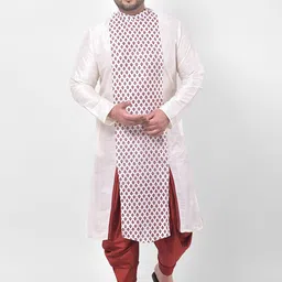 Deyann plus men off white & maroon ethnic motifs printed kurta-picture-58
