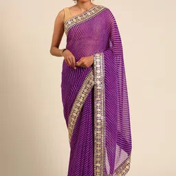 DIVASTRI Leheriya Gotta Patti Poly Georgette Leheriya Saree-picture-30