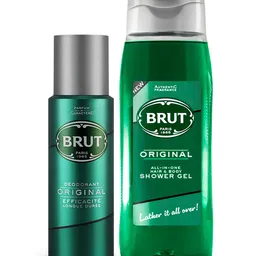 BRUT Men Set of Original All-In-One Body Shower Gel 500ml & Deodorant Spray 200ml-3