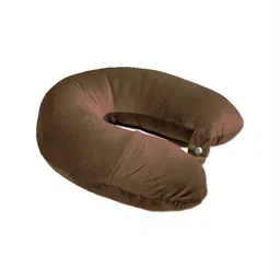 ANA Coffee Brown Fibre Filled Faux Velvet Lightweight Travel Pillow-picture-35