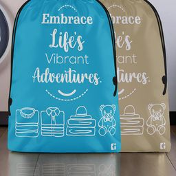 Kuber Industries Brown & Blue Pack Of 2 Printed Cloth Storage Bag For Travel-92