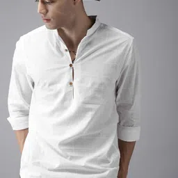 HERE&NOW Men White Checked Straight Shirts-image-64