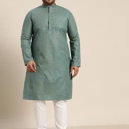 SOJANYA PLUS Men Plus Size Ethnic Motifs Printed Regular Kurta With Pyjamas-45