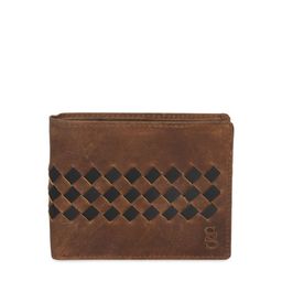 Second SKIN Men Tan & Black Woven Design Two Fold Leather Wallet-23