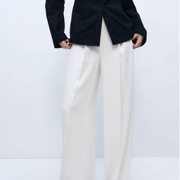 MANGO Women Mid-Rise Flared Fit Formal Wide Leg Trousers-13