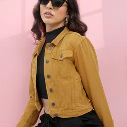 Tokyo Talkies Women Mustard Solid Jacket-image-58