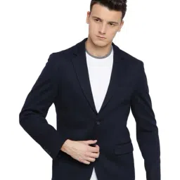 Basics Navy Full Sleeves Notched Lapel Blazer-picture-17