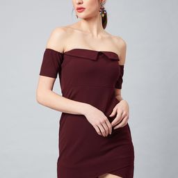 Athena Women Burgundy Solid Sheath Dress-image-58