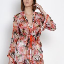 EROTISSCH Women Pink & Off-White Printed Mini Robe-image-26