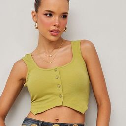 STREET 9 Women Ribbed Cotton Tank Crop Top-image-80
