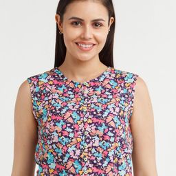 Zink London Violet Floral Print Pure Cotton Top-image-53