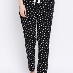 Kanvin Women Black & White Printed Lounge Pants-image-19