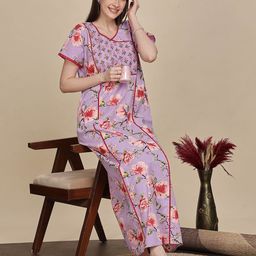 9shines Label Printed Maxi Nightdress-image-9