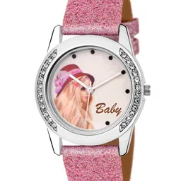 Kool Kidz Unisex Kids Multicoloured Printed Dial & Pink Leather Bracelet Style Straps Analogue Watch KOOL-17
