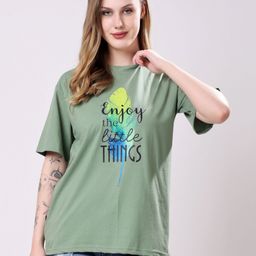 London Hills Women Printed Drop-Shoulder Sleeves T-shirt-image-70