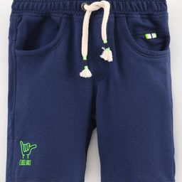 Little Kangaroos Solid Knee Length Shorts - Navy Blue-image-5