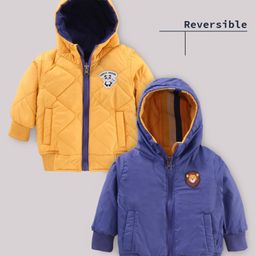 Babyhug Full Sleeves Solid Hooded Fashion Heavy Winter Reversible Jacket - Navy-picture-3