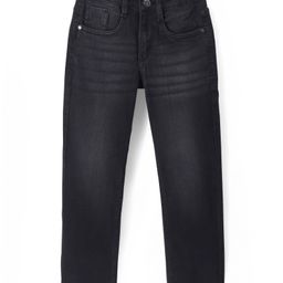 Pine Kids Full Length Five Pocket Cotton Elastane Washed Denim Jeans - Black-image-79