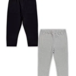 Kiddopanti Pack Of 2 Solid Capri Leggings - Black Grey-picture-18