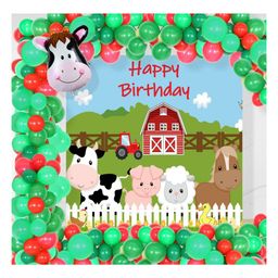 Untumble Farm barnyard Theme Birthday Decoration Backdrop Arch Kit Green & Red - Pack of 64-image-86