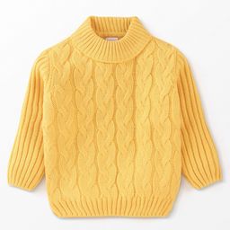 Babyhug Full Sleeves Cable Knit Sweater Solid- Yellow-image-63