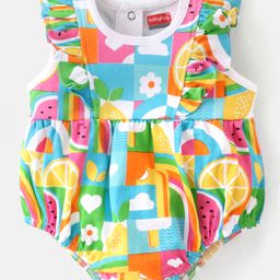 Babyhug 100% Cotton Knit Sleeveless Onesies with Fruity Print -Multicolour-image-27
