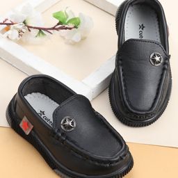Cute Walk by Babyhug Slip On Solid Formal Shoes Star Applique - Black-image-53