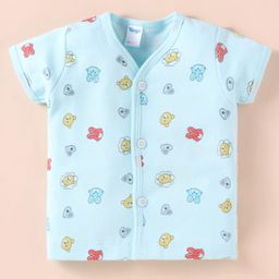 Tango Single Jersey Knit Half Sleeves Jhabla with Animal Print - Aqua Blue-16