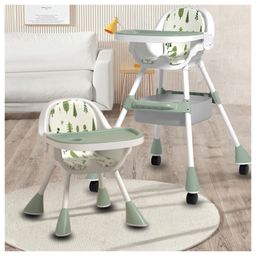 Little Olive 3-in-1 Convertible Adjustable & Foldable High Chair for Kids with Forest Print - Green-18