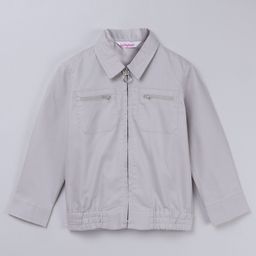 Taffykids Oxford Full Sleeves Solid Jacket - Grey-picture-5