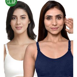 Inner Sense Organic Cotton Pack Of 2 Solid Antimicrobial Soft Feeding Bras - Multi Colour-image-84
