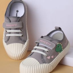 Cute Walk by Babyhug Casual Shoes with Velcro Closure & Dino Print - Grey-image-88