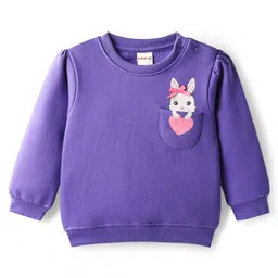 Babyhug Cotton Knit Full Sleeves Bunny Printed Sweatshirt - Purple-picture-17