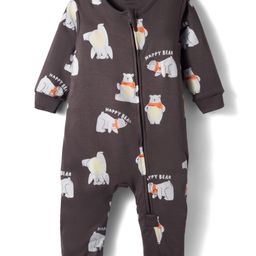 Bonfino 100% Cotton Knit Full Sleeve Romper with Side Zipper & Polar Bear Print - Navy Blue-picture-45