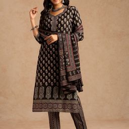 Vbuyz Women Ethnic Motifs Printed Regular Pure Cotton Kurta with Trousers & Dupatta-picture-8