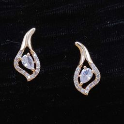 JYONA Rose Gold-Plated American Diamond & CZ Studded Contemporary Studs-image-101