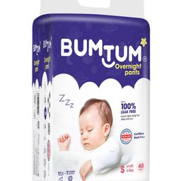 Bumtum Overnight Diaper Pants with Chamomile Microbial Layer Leak Protection & Rash Control Small - 48 Pieces image 2