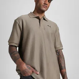 Puma Men Cotton Premium Relaxed Fit Jacquard Self Design Polo T-Shirt-image-79
